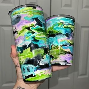 Tie dye, alcohol swirl, matching Tumblers